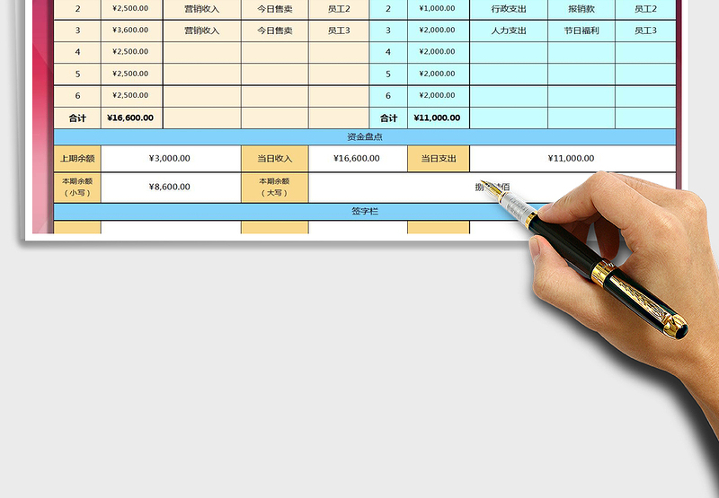 公司出纳日报表