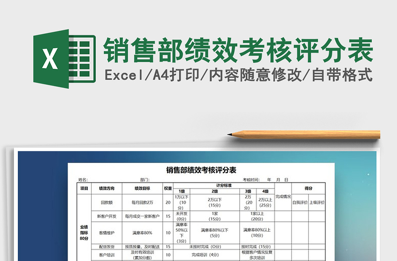 2025年销售部绩效考核评分表免费下载