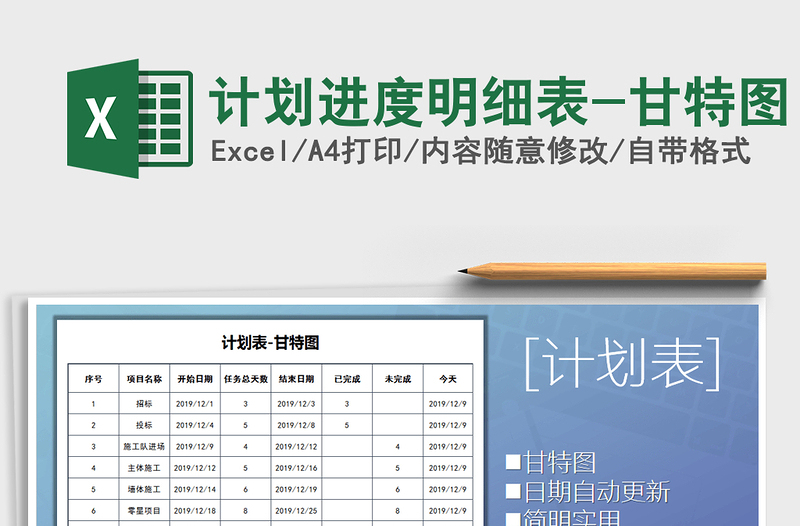 2025年计划进度明细表-甘特图
