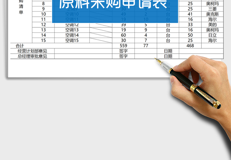 2025年企业原料采购申请表免费下载