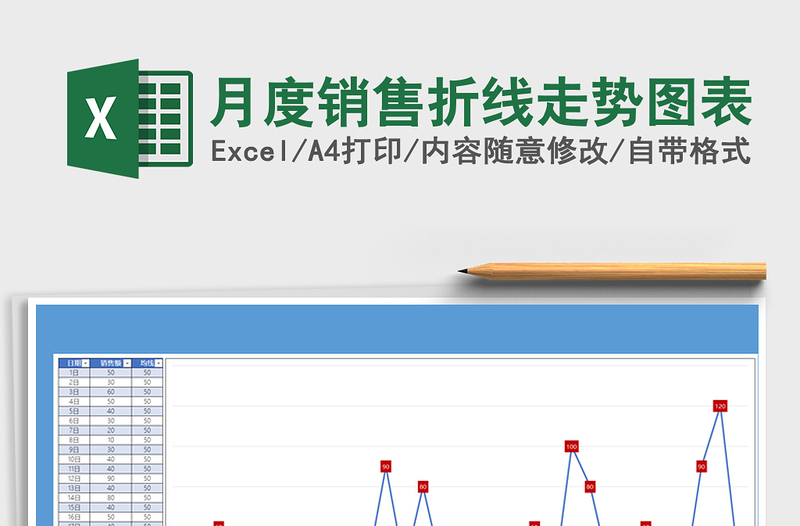 2024年月度销售折线走势图表免费下载