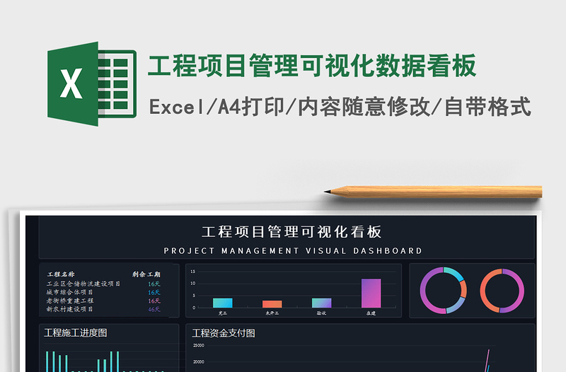 2024年工程项目管理可视化数据看板免费下载