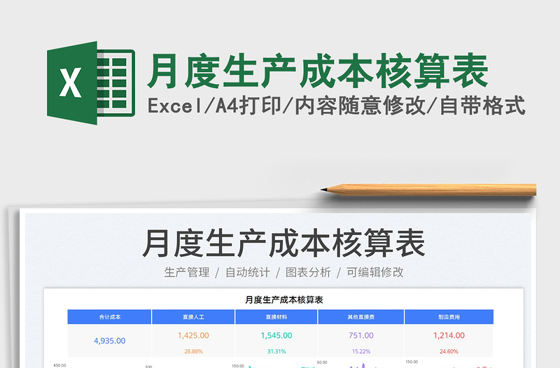 2025月度生产成本核算表免费下载