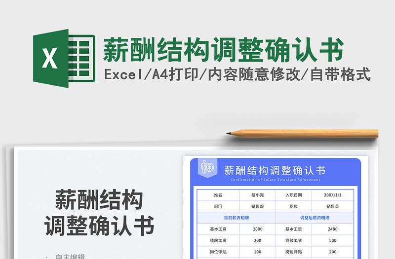 2025薪酬结构调整确认书免费下载