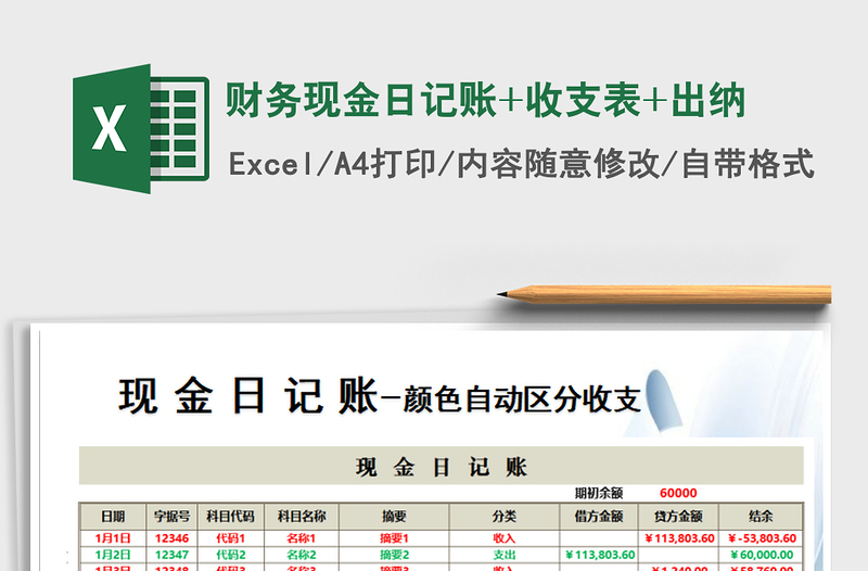 2025年财务现金日记账+收支表+出纳