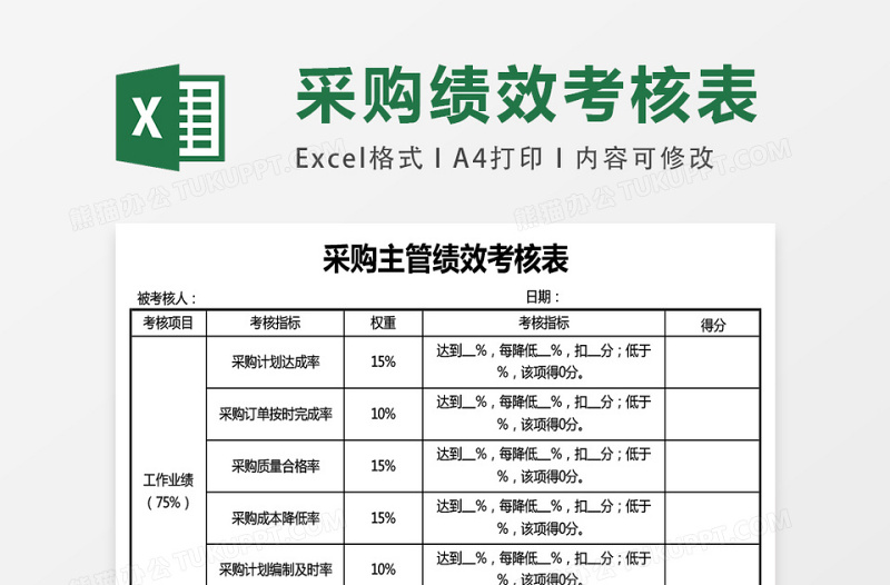 采购主管绩效考核表excel模板