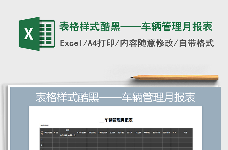 2025年表格样式酷黑——车辆管理月报表