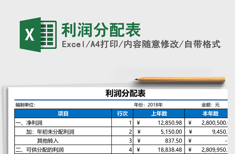 2025利润分配表Excel模板