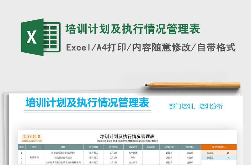 2024年培训计划及执行情况管理表免费下载