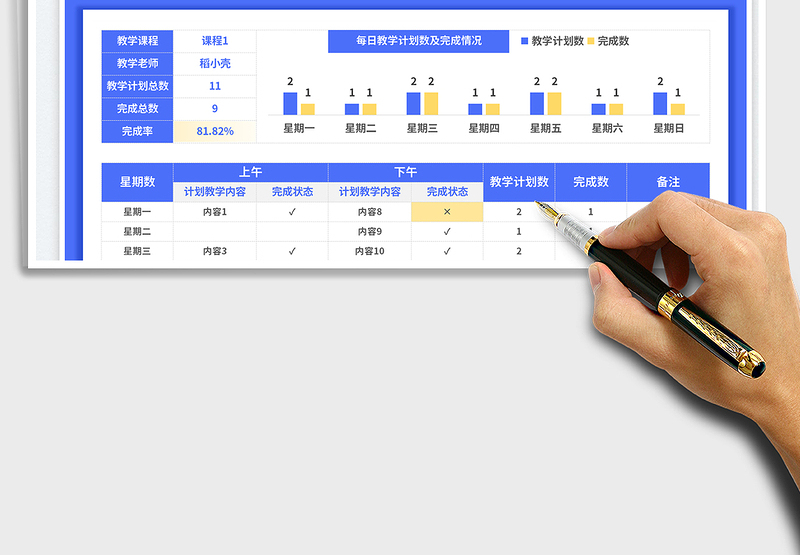 2024通用型周教学计划表exce表格免费下载