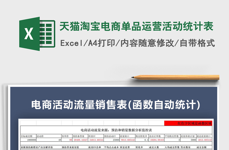 2024年天猫淘宝电商单品运营活动统计表免费下载