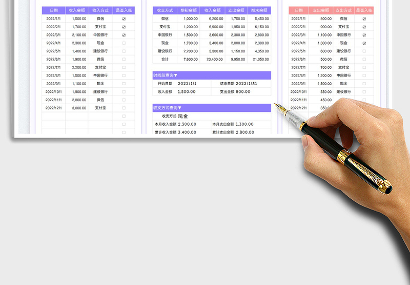 2025出纳收支记账数据统计分析表免费下载