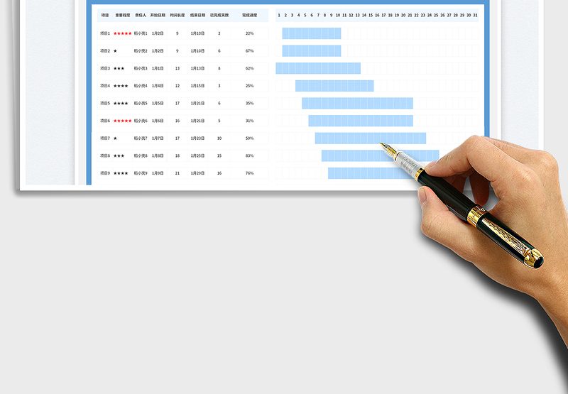 2025简约公司项目进度表（带甘特图）免费下载