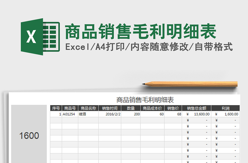 2025年商品销售毛利明细表