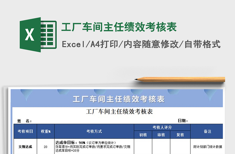 2025年工厂车间主任绩效考核表