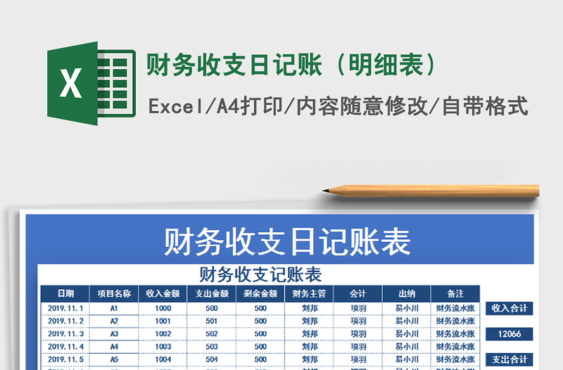 2025年财务收支日记账（明细表）