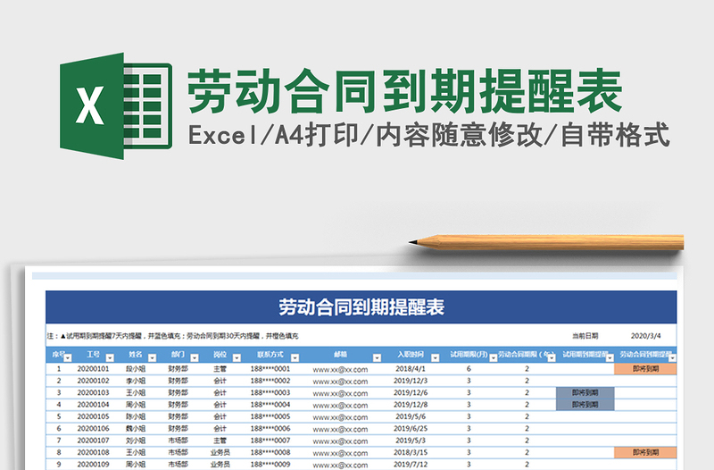 2025年劳动合同到期提醒表