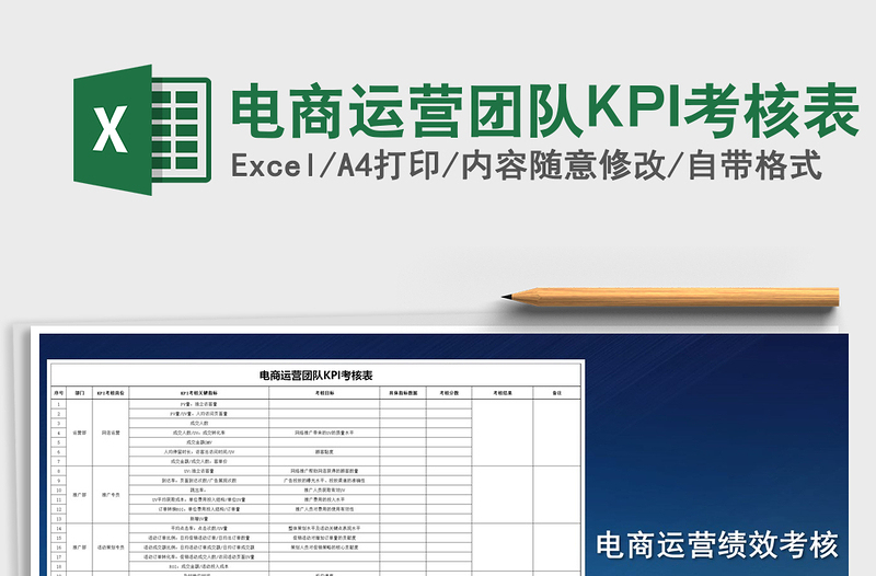 电商运营团队KPI考核表
