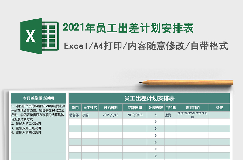 2025年员工出差计划安排表