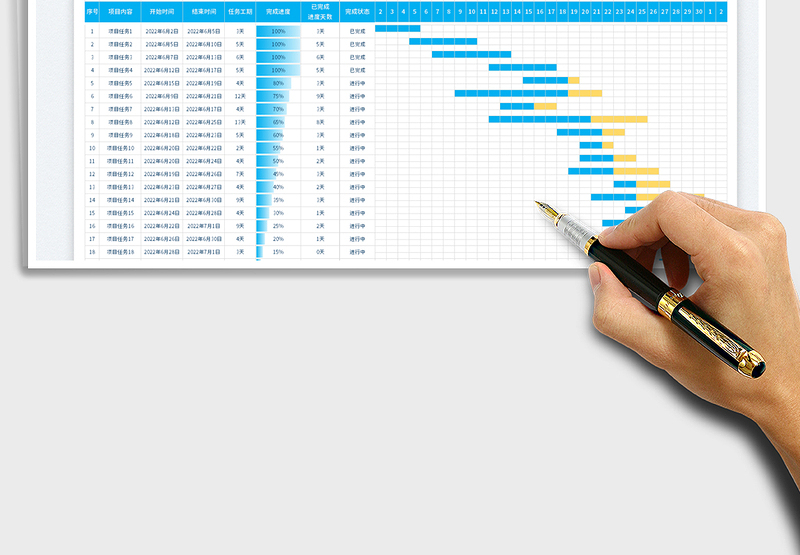 2025工程进度甘特图（自动）免费下载