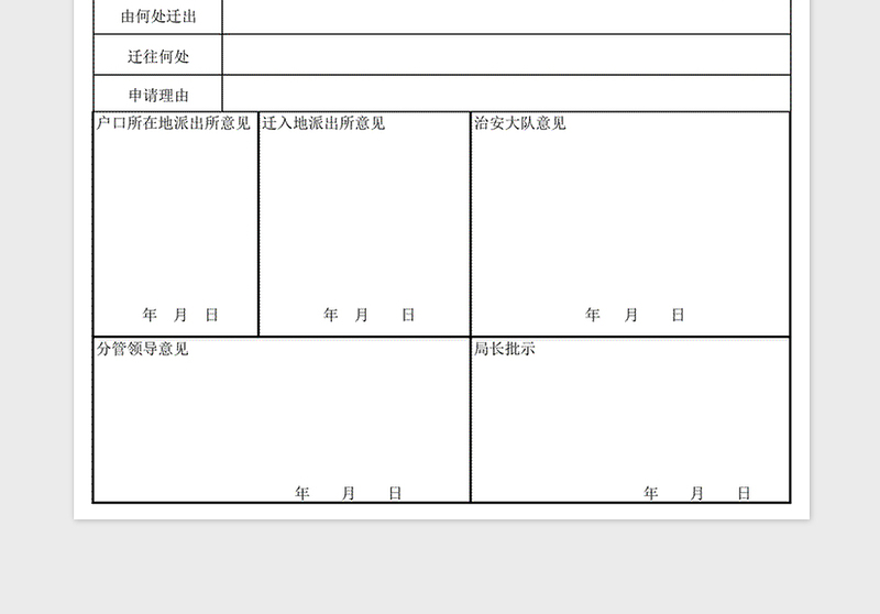 户口迁移审批表