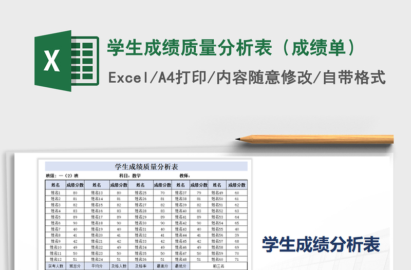 2025年学生成绩质量分析表（成绩单）