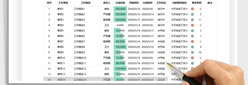 2024年工作计划表免费下载