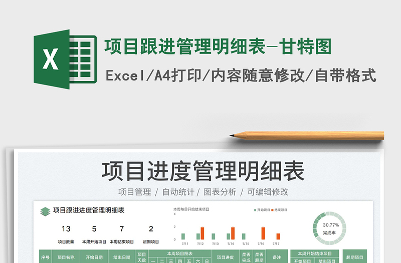 2025项目跟进管理明细表-甘特图免费下载