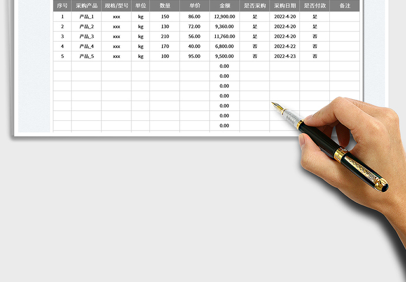 2025物品采购清单表免费下载