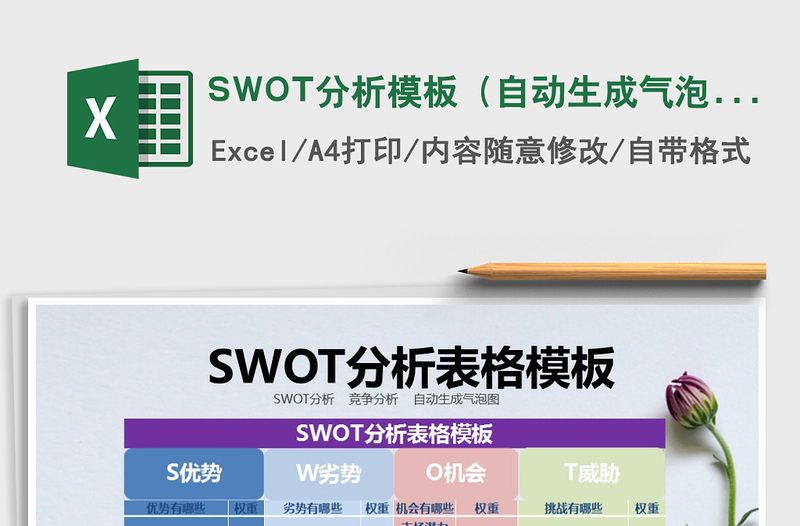 SWOT分析模板（自动生成气泡对比图）