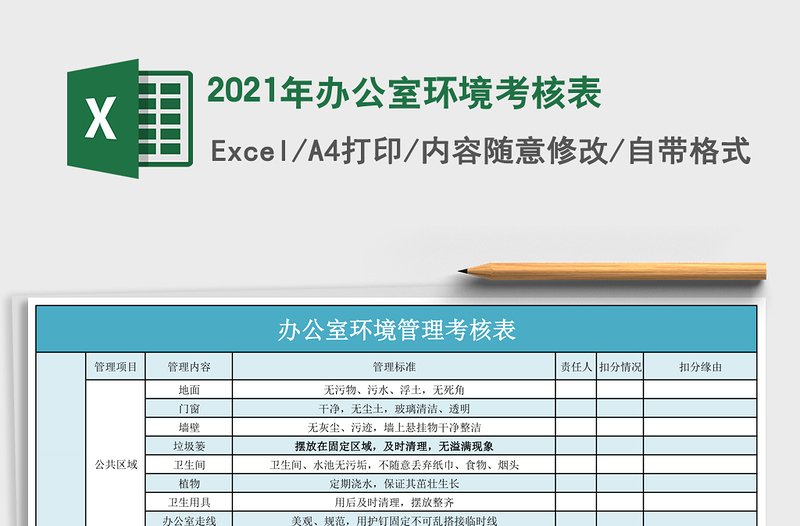 2025年办公室环境考核表