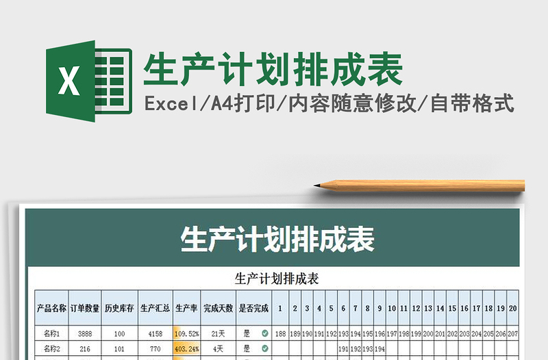 生产计划排成表