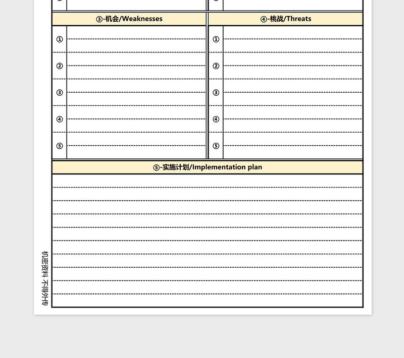 SWOT分析表格Excel模板