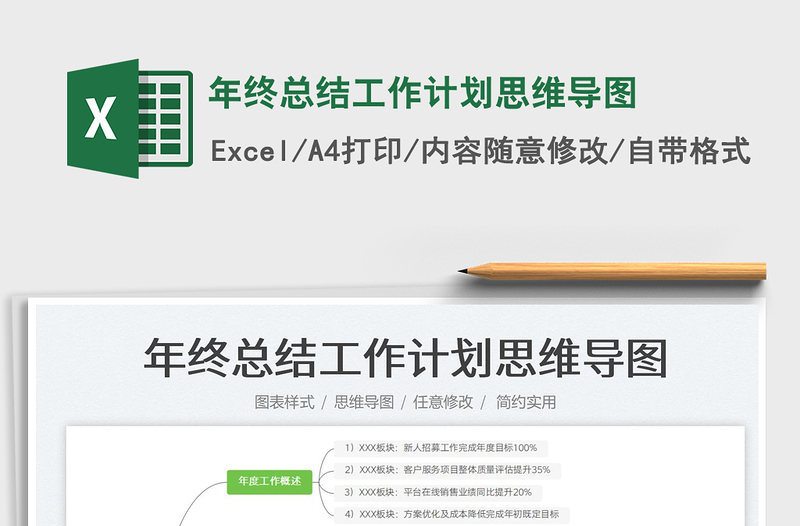 2025年终总结工作计划思维导图免费下载