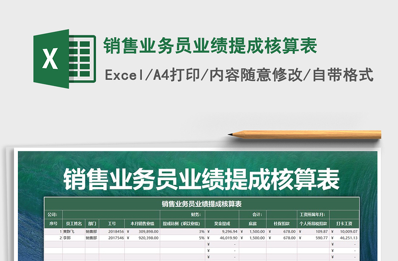 2025年销售业务员业绩提成核算表