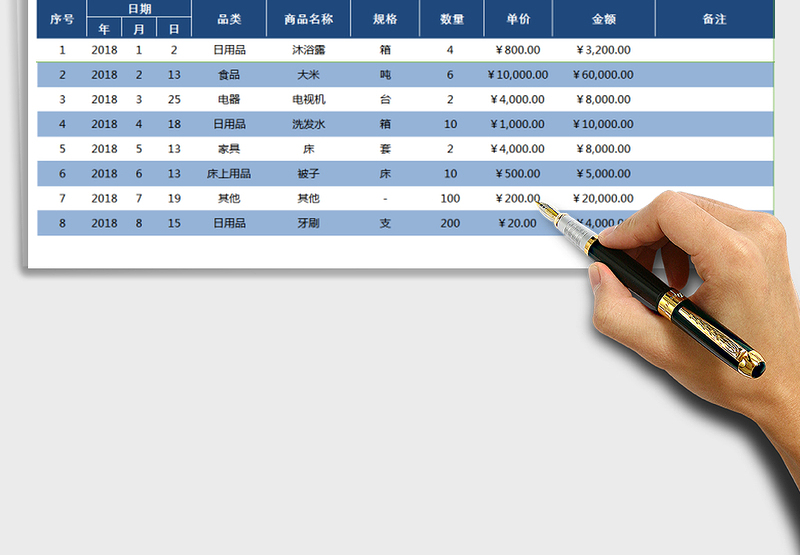 采购清单(自动计算，可查询，分类联动，分类可自定义)