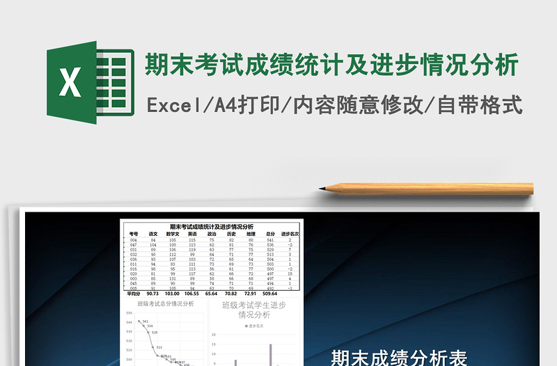 2024年期末考试成绩统计及进步情况分析免费下载