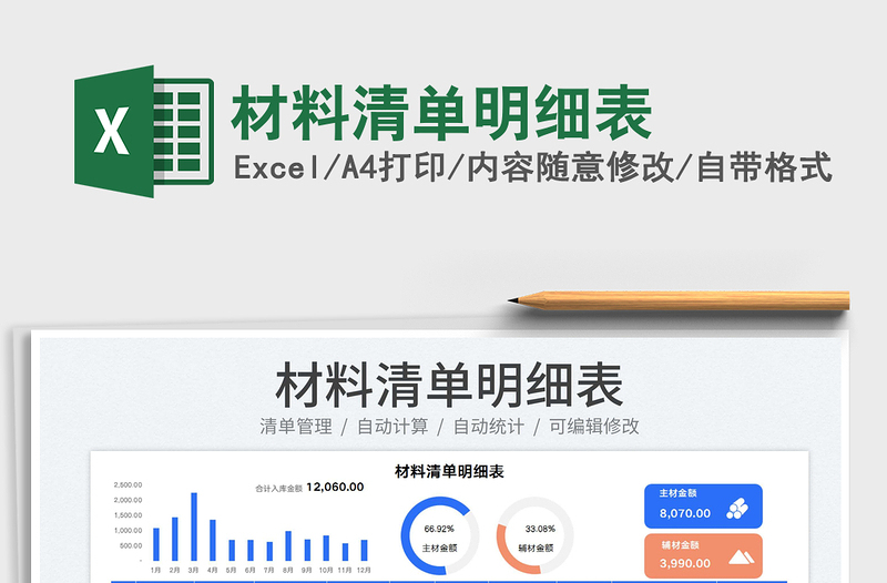 2025材料清单明细表免费下载