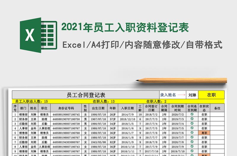 2025年员工入职资料登记表