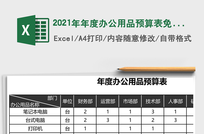 2025年年度办公用品预算表