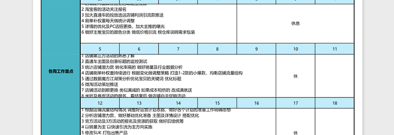 旗舰店月份运营计划excel模板