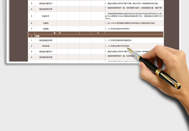 2025年装修工程预算表-带公式自动计算