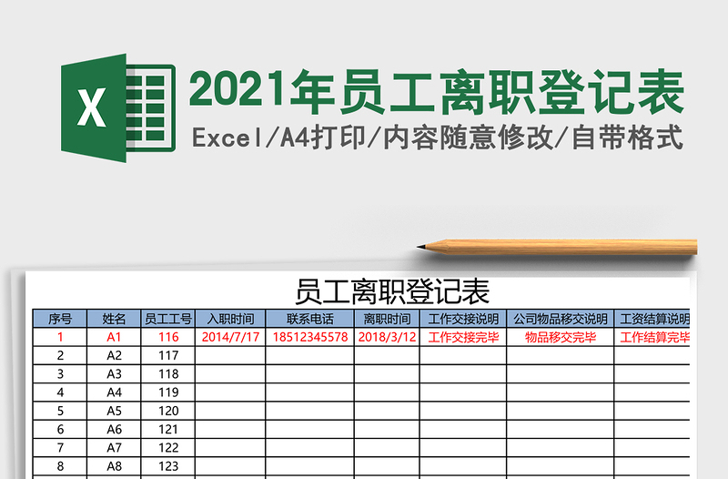 2025年员工离职登记表