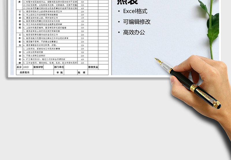 2025IPQC绩效考核对照表免费下载