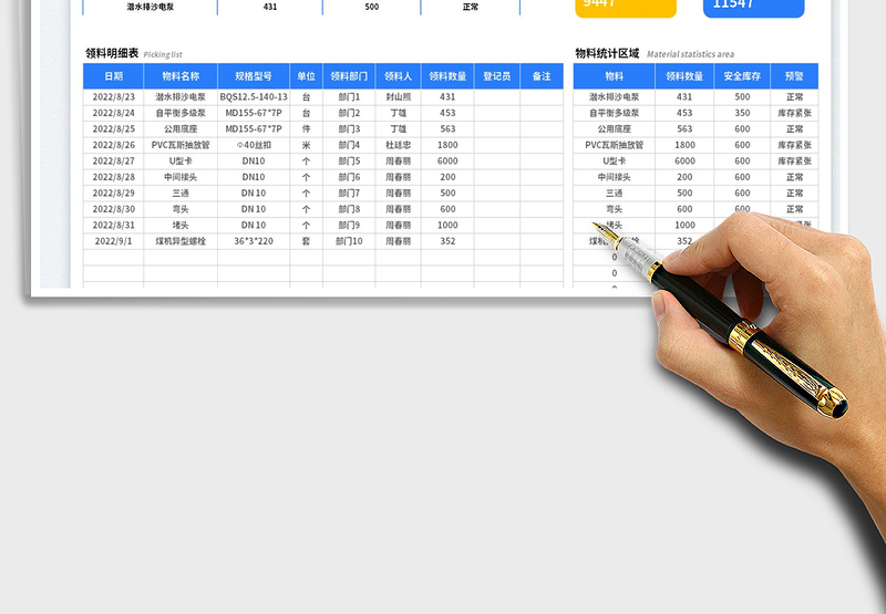 2025仓库领料登记台账-库存预警
