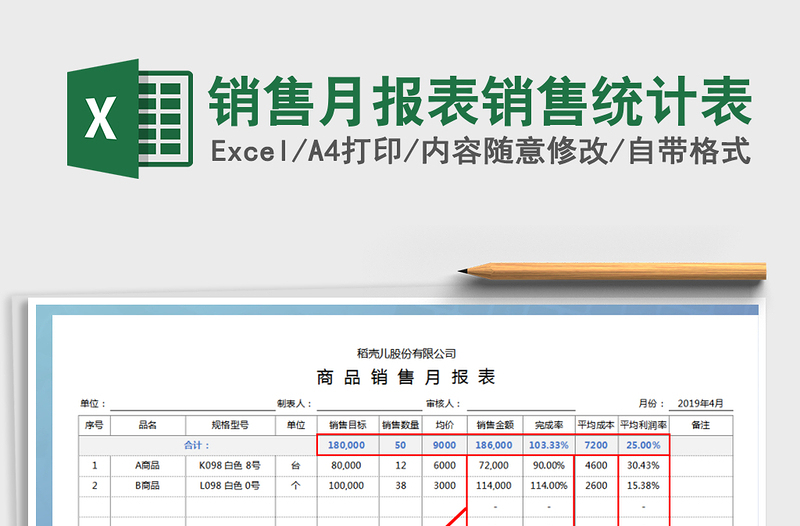 2025年销售月报表销售统计表