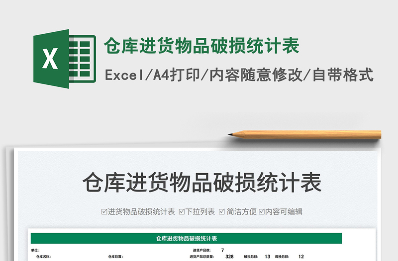 2025仓库进货物品破损统计表免费下载