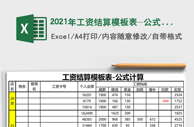 2025年工资结算模板表-公式计算
