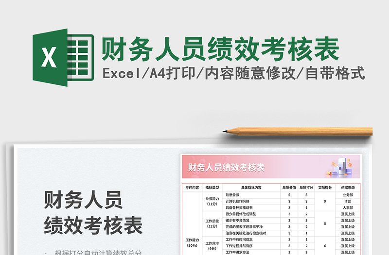 2025财务人员绩效考核表免费下载