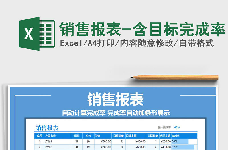 2025年销售报表-含目标完成率